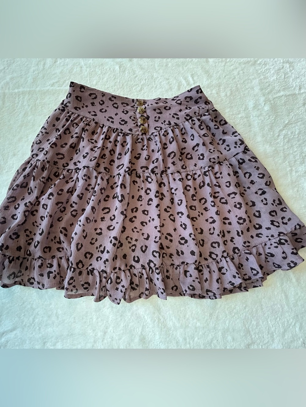 Hayden Girls Mauve Leopard Print Tiered Skirt Tween Kidcore